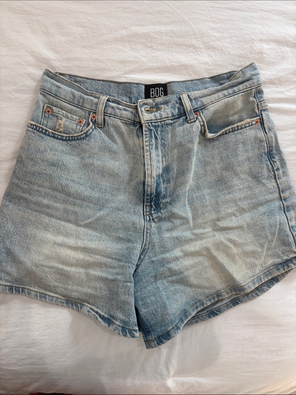BDG Faded Light Blue High-Rise Denim Shorts
